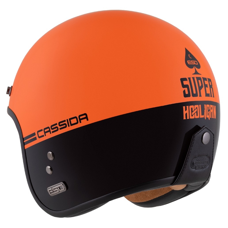 Casco Moto Open Cassida Eso Super Hooligan Nero-Arancio Perla