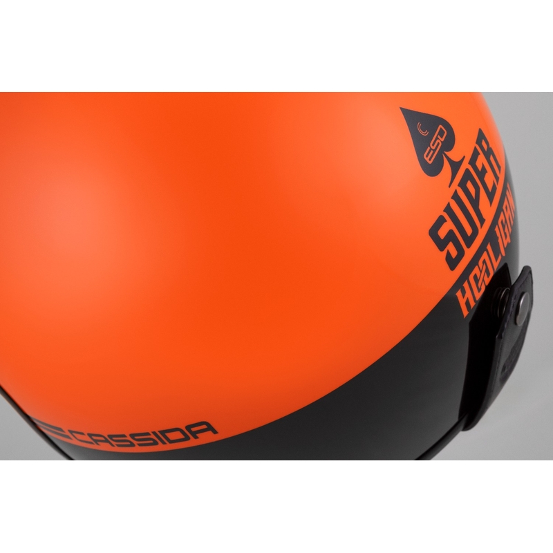 Casco Moto Open Cassida Eso Super Hooligan Nero-Arancio Perla