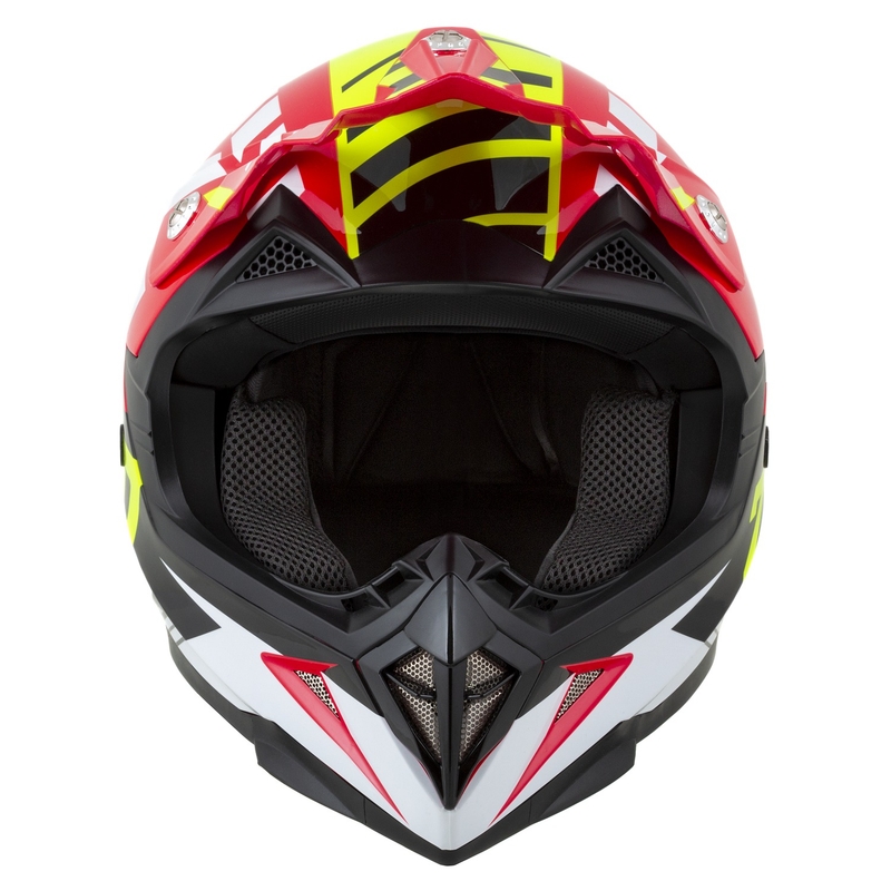 Casco Motocross Bambino ZED X1.9D Targa Rosso-Giallo Fluo-Nero-Bianco