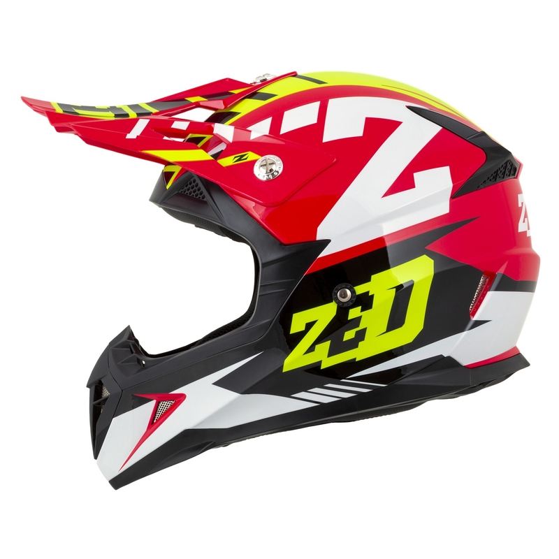 Casco Motocross Bambino ZED X1.9D Targa Rosso-Giallo Fluo-Nero-Bianco