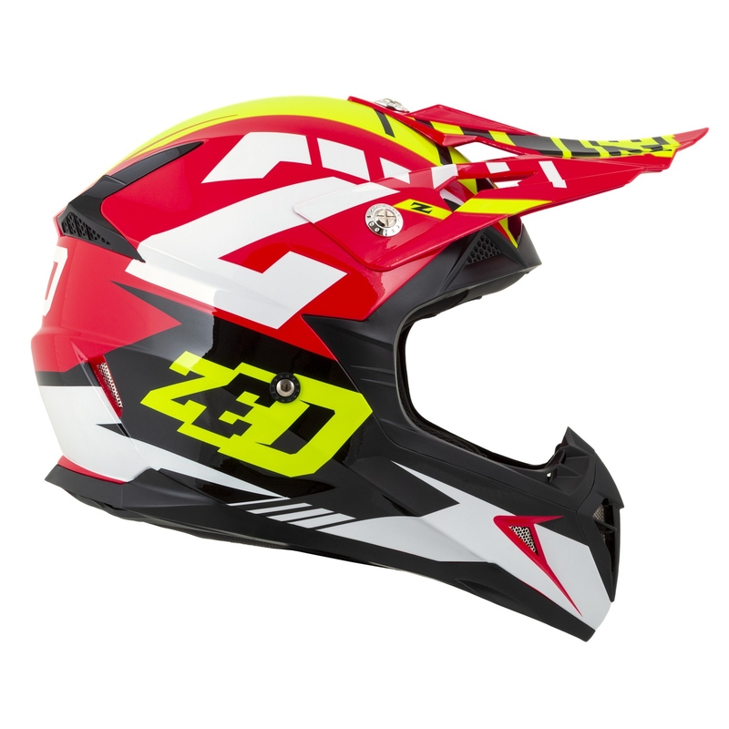 Casco Motocross Bambino ZED X1.9D Targa Rosso-Giallo Fluo-Nero-Bianco