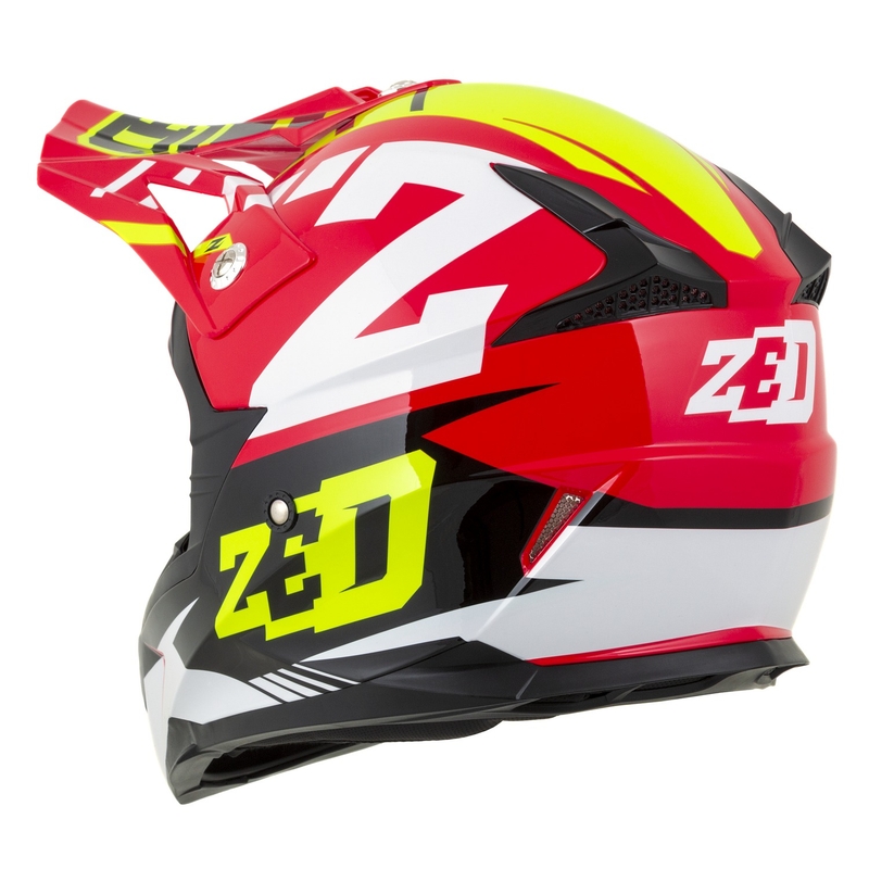 Casco Motocross Bambino ZED X1.9D Targa Rosso-Giallo Fluo-Nero-Bianco