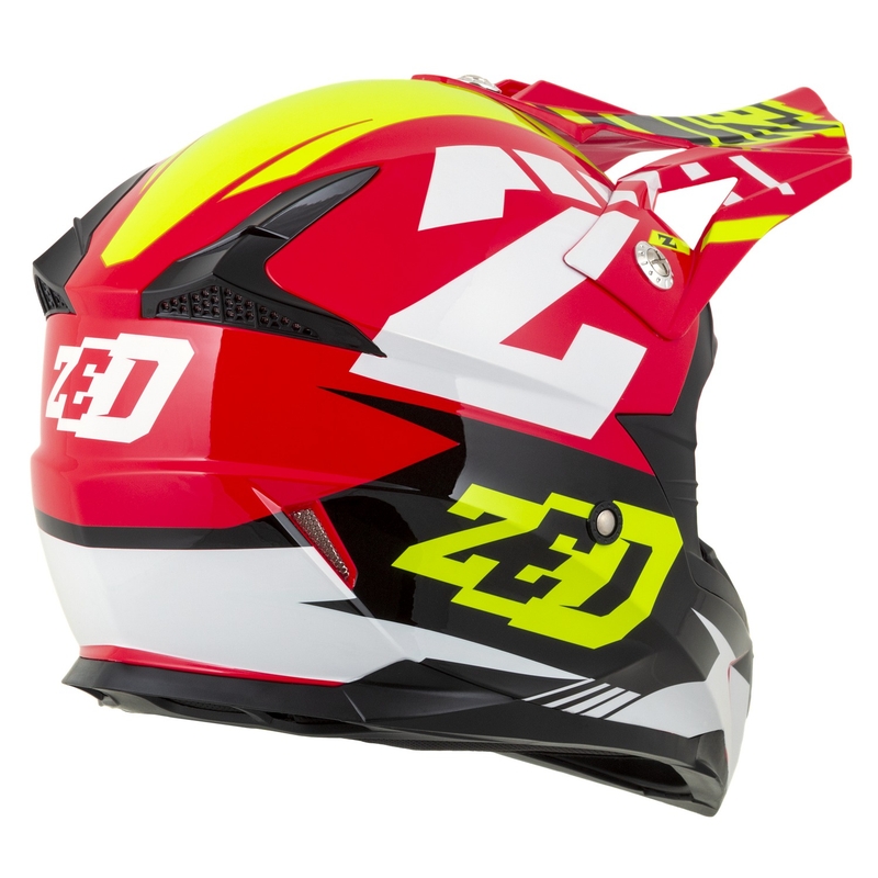Casco Motocross Bambino ZED X1.9D Targa Rosso-Giallo Fluo-Nero-Bianco