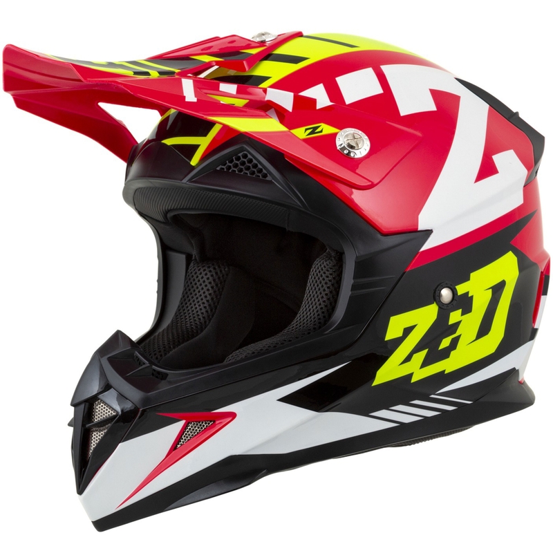 Casco Motocross Bambino ZED X1.9D Targa Rosso-Giallo Fluo-Nero-Bianco