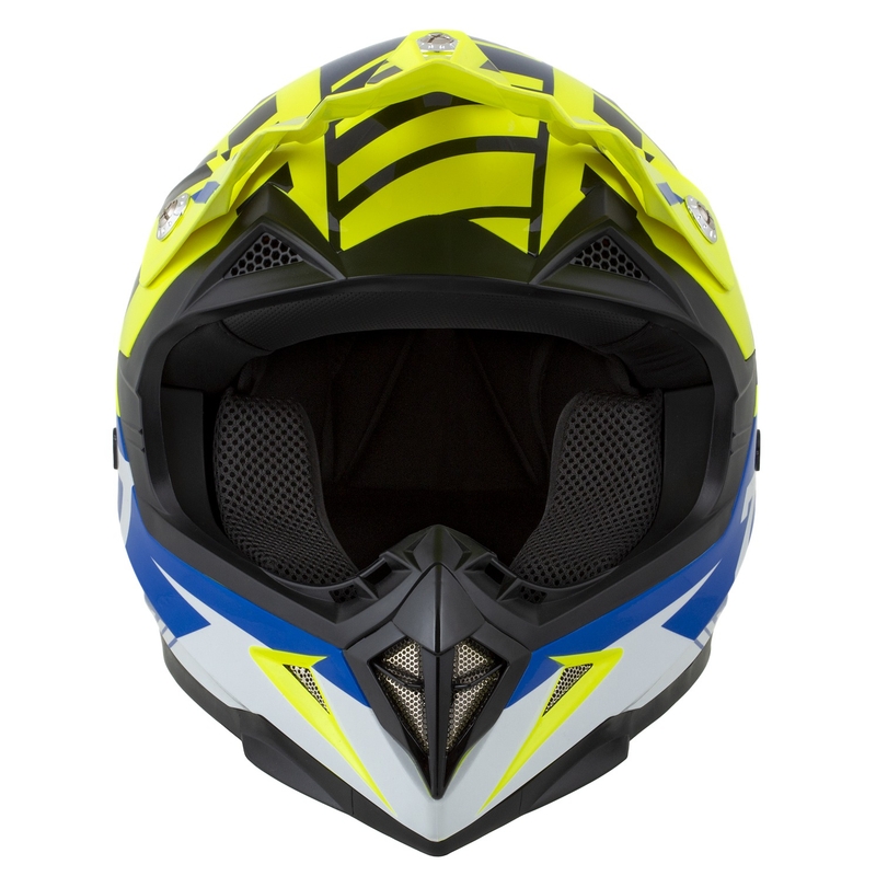 Casco moto da cross da bambino ZED X1.9D Targa Fluo Giallo-Blu-Nero-Bianco