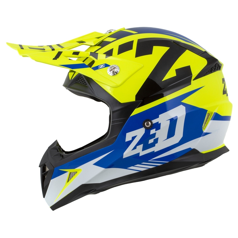 Casco moto da cross da bambino ZED X1.9D Targa Fluo Giallo-Blu-Nero-Bianco