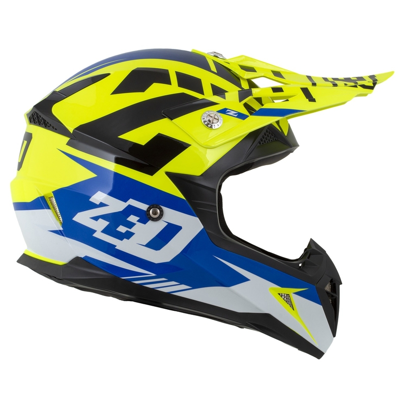 Casco moto da cross da bambino ZED X1.9D Targa Fluo Giallo-Blu-Nero-Bianco