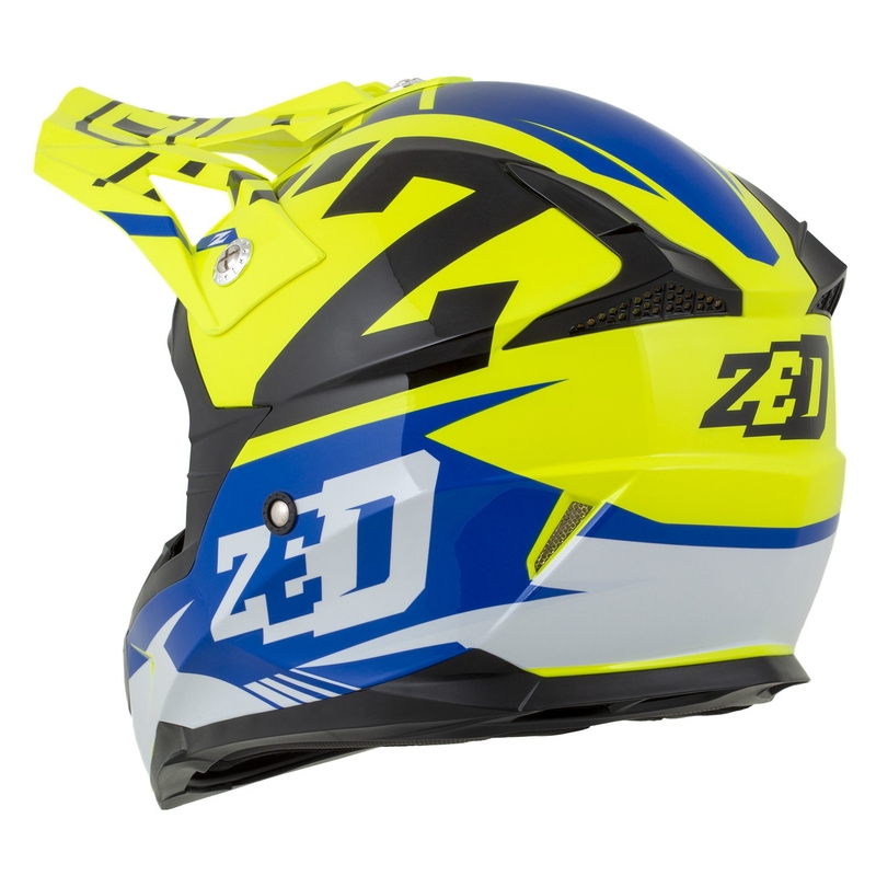 Casco moto da cross da bambino ZED X1.9D Targa Fluo Giallo-Blu-Nero-Bianco