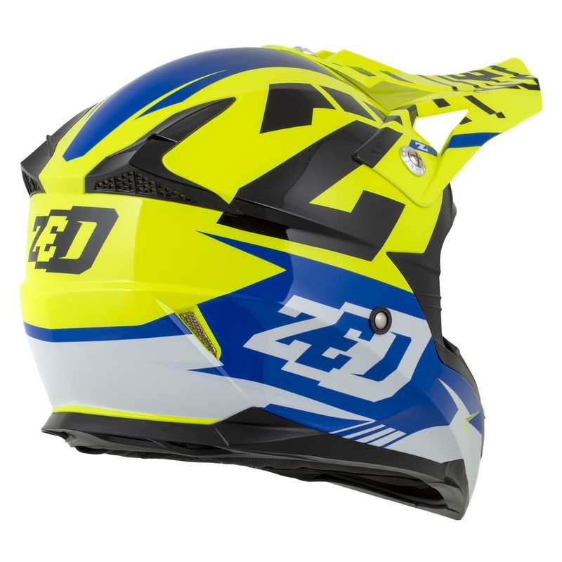 Casco moto da cross da bambino ZED X1.9D Targa Fluo Giallo-Blu-Nero-Bianco