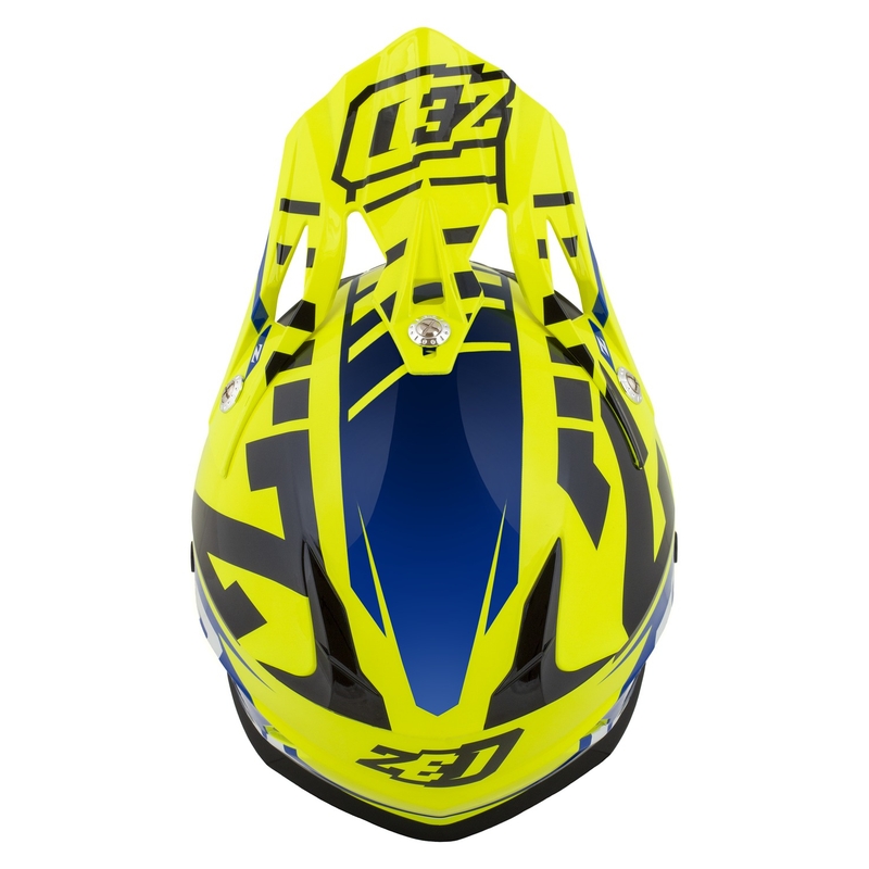 Casco moto da cross da bambino ZED X1.9D Targa Fluo Giallo-Blu-Nero-Bianco