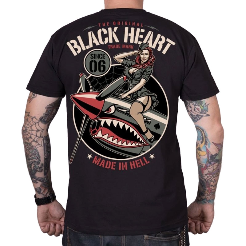 T-shirt Black Heart Air Fighter nera
