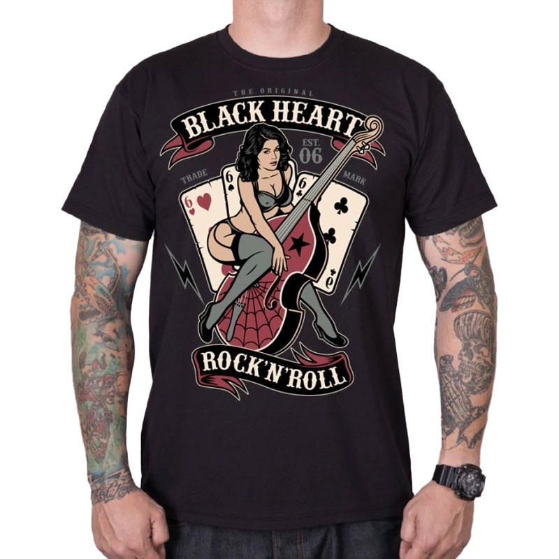 T-shirt nera Heart Bass Pin Up nera