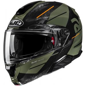 Casco moto apribile HJC RPHA 91 Blat MC7 verde kaki-nero