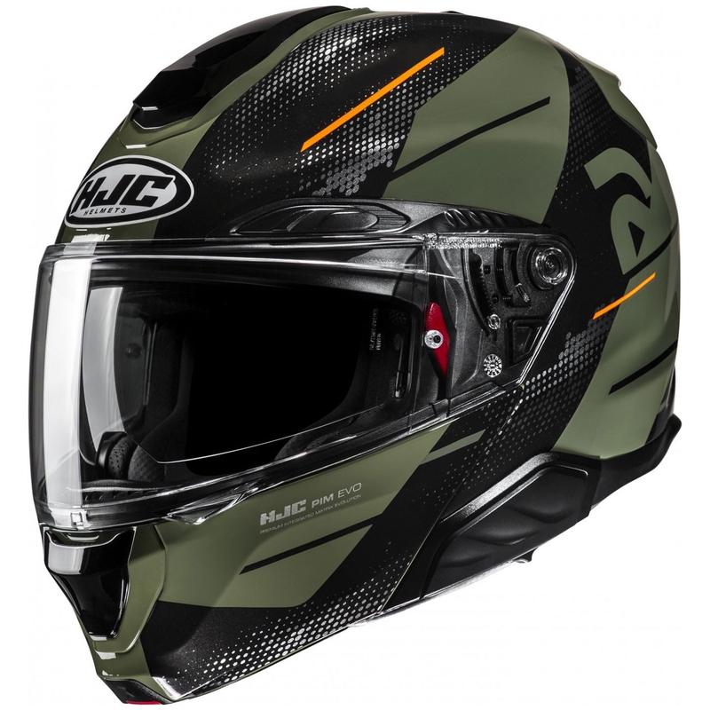 Casco moto apribile HJC RPHA 91 Blat MC7 verde kaki-nero