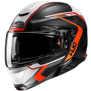Casco moto flip-up HJC RPHA 91 CARBON Lagos MC6HSF nero-grigio-arancione