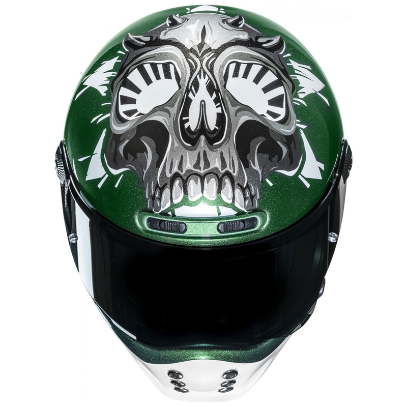 Casco moto integrale HJC V10 Crania MC4 verde-bianco