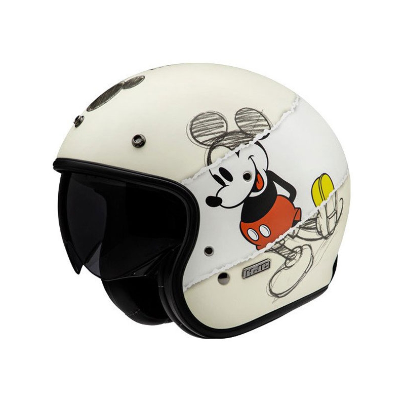 Casco Moto Aperto HJC V31 Disney Mickey Sketch MC1SF Bianco-Nero