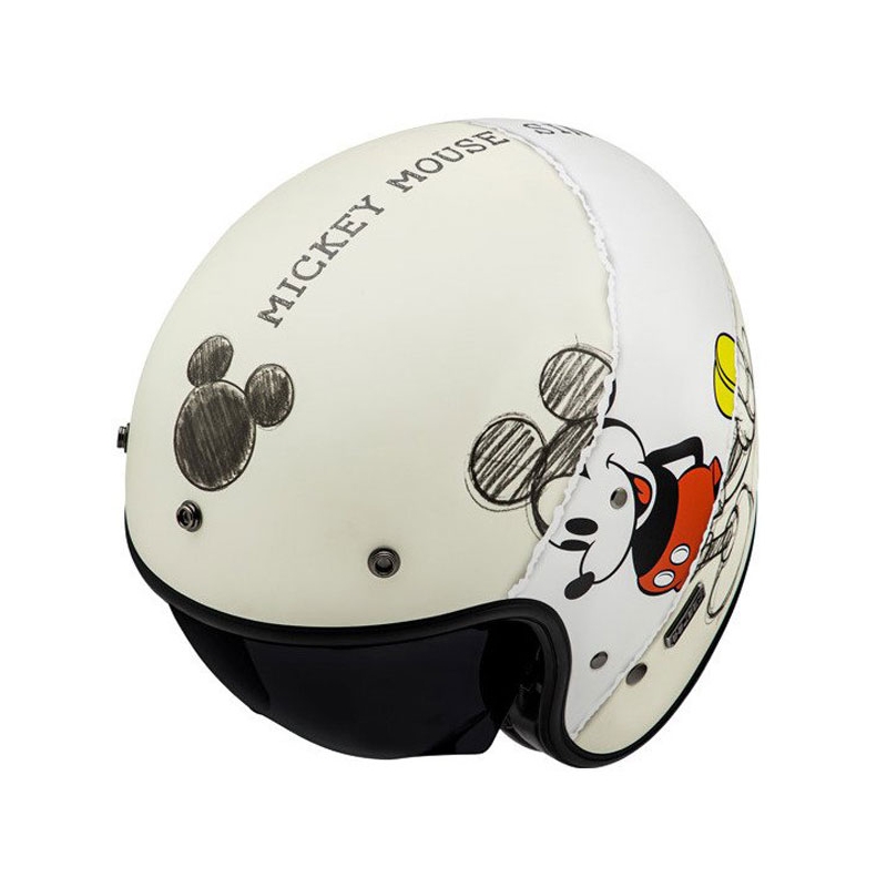 Casco Moto Aperto HJC V31 Disney Mickey Sketch MC1SF Bianco-Nero