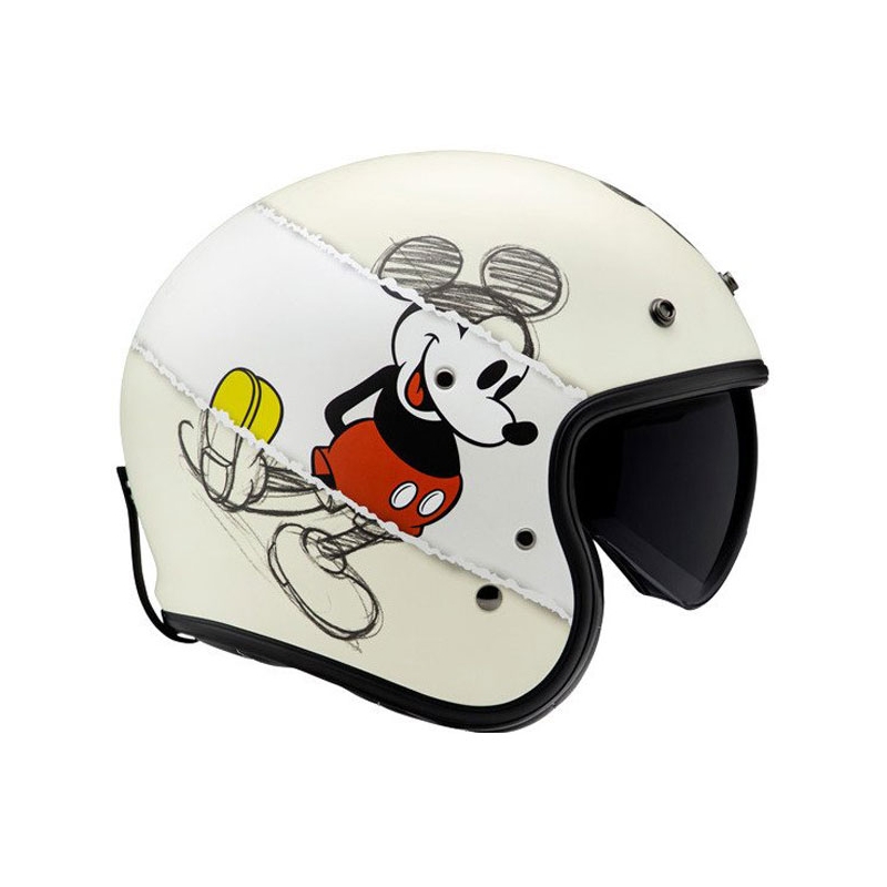 Casco Moto Aperto HJC V31 Disney Mickey Sketch MC1SF Bianco-Nero
