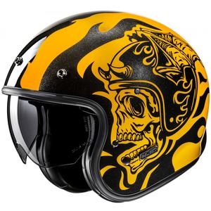 Casco moto aperto HJC V31 Flame MC3 giallo-nero