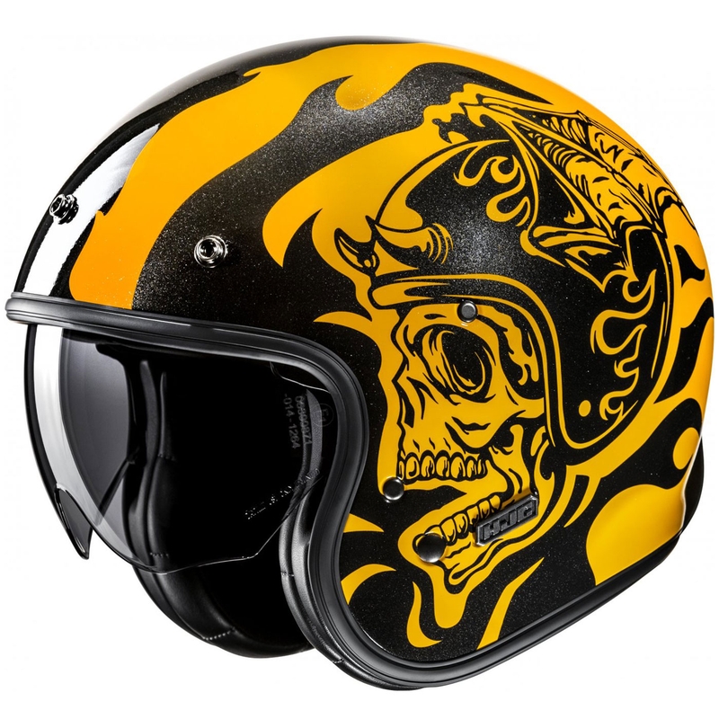 Casco moto aperto HJC V31 Flame MC3 giallo-nero