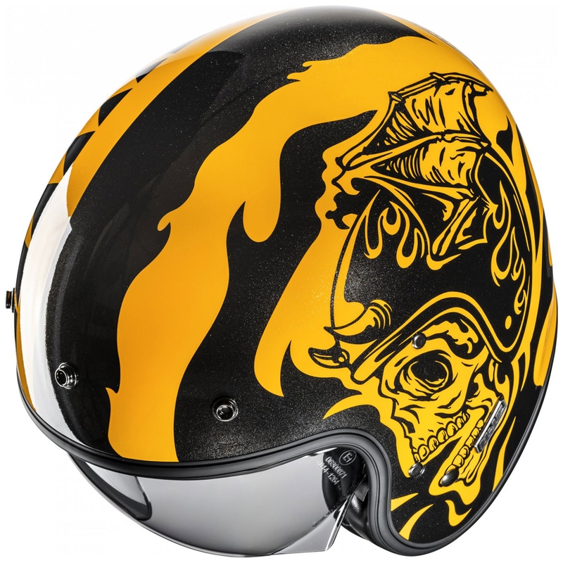 Casco moto aperto HJC V31 Flame MC3 giallo-nero