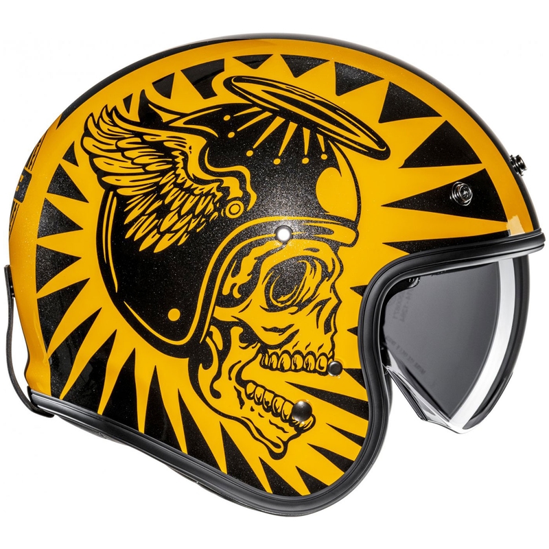 Casco moto aperto HJC V31 Flame MC3 giallo-nero