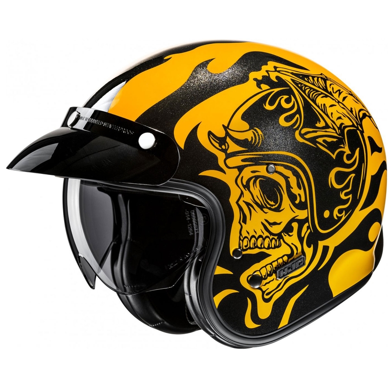 Casco moto aperto HJC V31 Flame MC3 giallo-nero