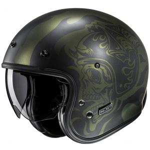 Casco moto aperto HJC V31 Flame MC4SF nero-verde