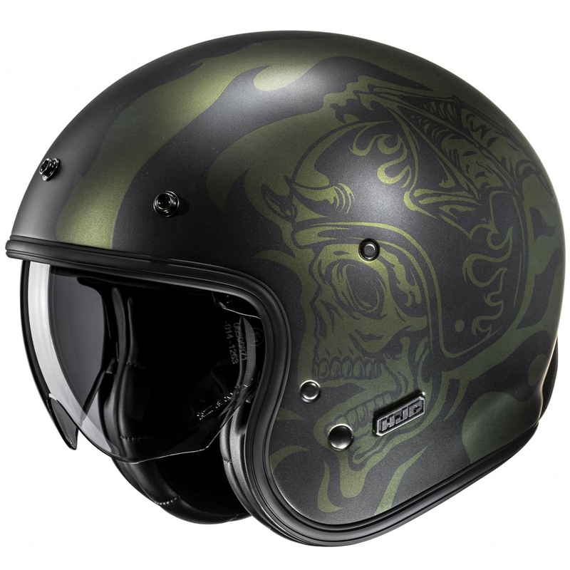 Casco moto aperto HJC V31 Flame MC4SF nero-verde