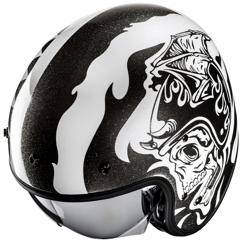Casco moto aperto HJC V31 Flame MC5 nero-bianco