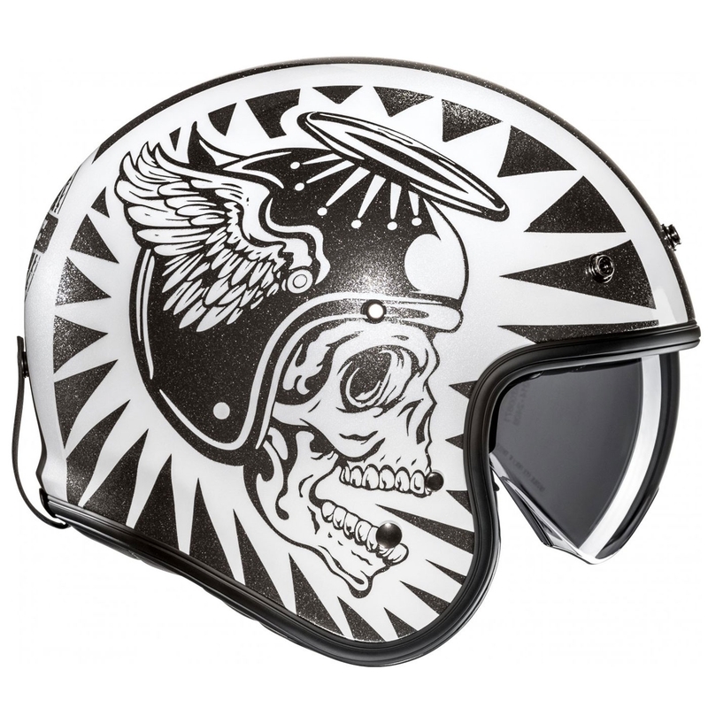 Casco moto aperto HJC V31 Flame MC5 nero-bianco