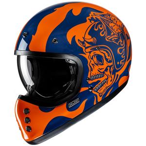 Casco moto integrale HJC V60 Flame MC27 arancio-blu