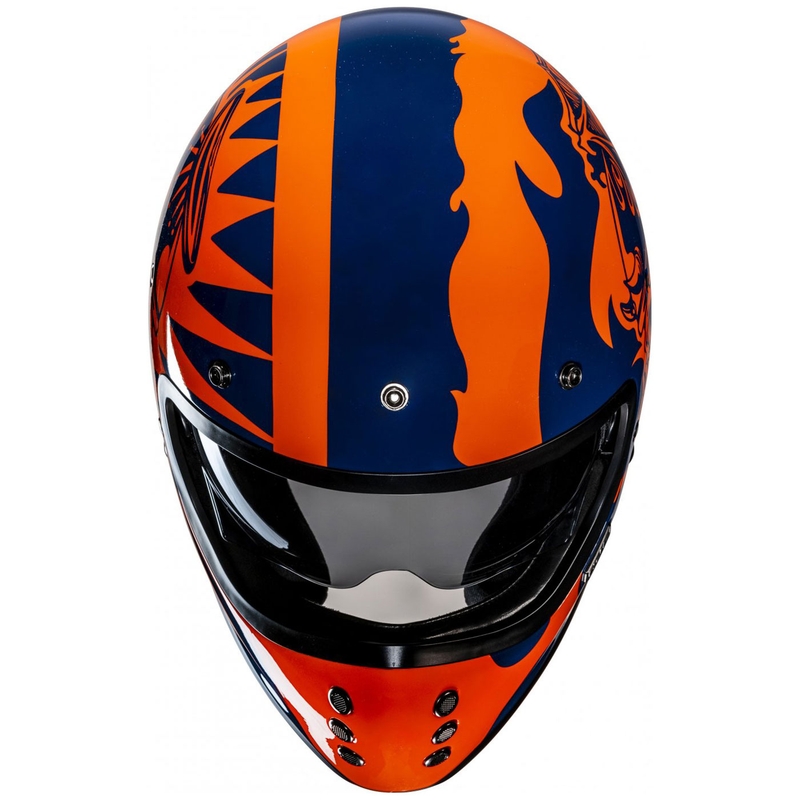 Casco integrale da moto HJC V60 Flame MC27 arancione-blu