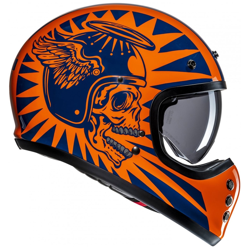 Casco integrale da moto HJC V60 Flame MC27 arancione-blu