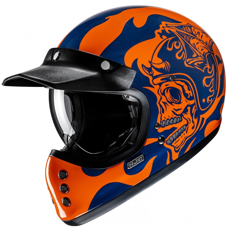 Casco integrale da moto HJC V60 Flame MC27 arancione-blu
