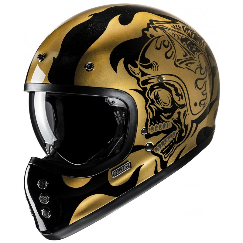Casco integrale da moto HJC V60 Flame MC9 oro-nero