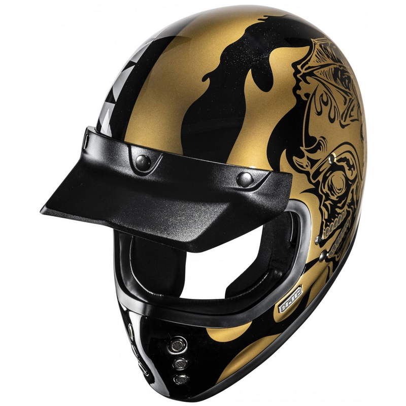 Casco integrale da moto HJC V60 Flame MC9 oro-nero