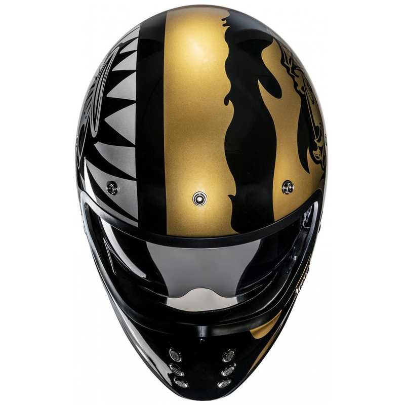Casco integrale da moto HJC V60 Flame MC9 oro-nero