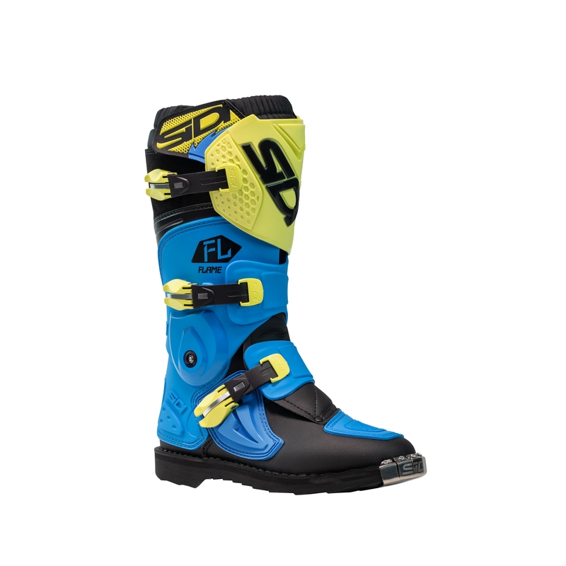 Stivali motocross per bambini SiDi Flame blu-giallo-nero