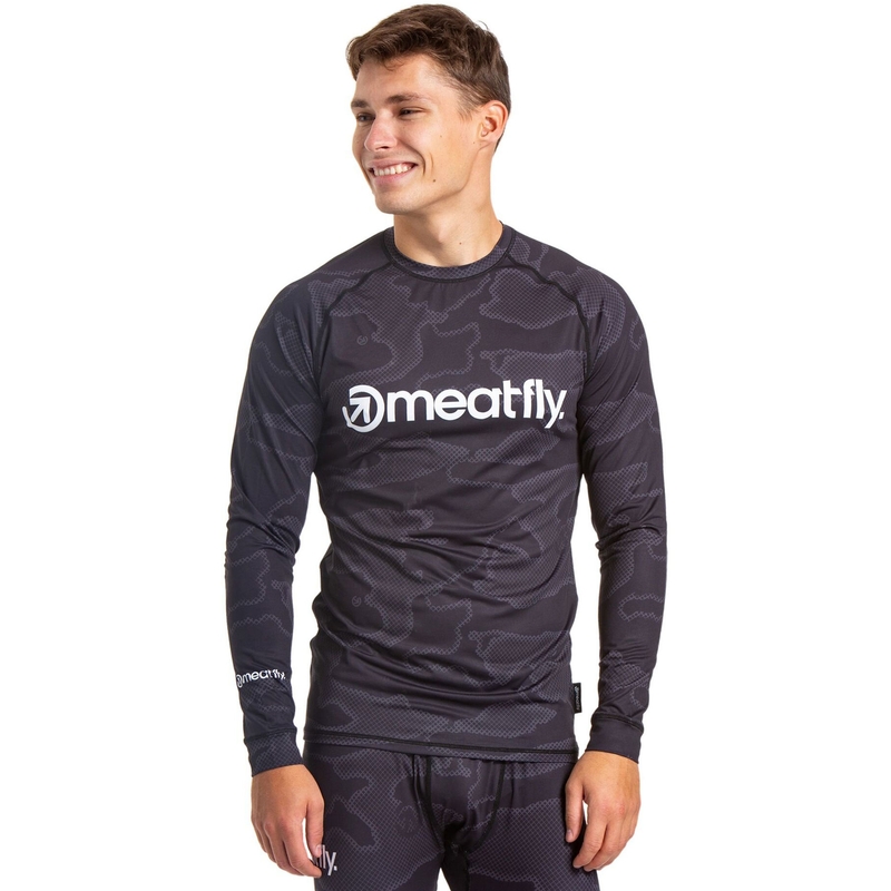 T-shirt termica da uomo Meatfly Avery nero-grigio