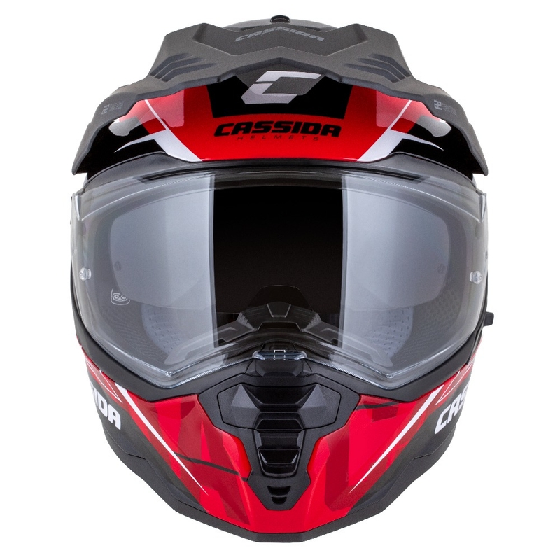 Casco enduro Cassida Road Runner TechniX rosso-nero-bianco-grigio