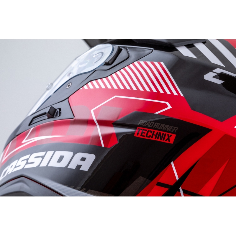 Casco enduro Cassida Road Runner TechniX rosso-nero-bianco-grigio