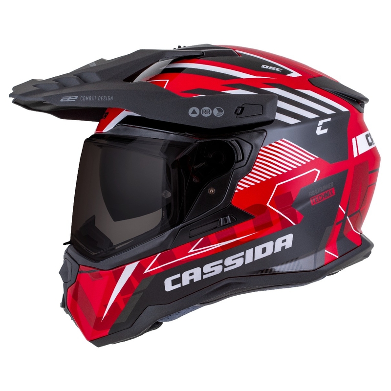 Casco enduro Cassida Road Runner TechniX rosso-nero-bianco-grigio