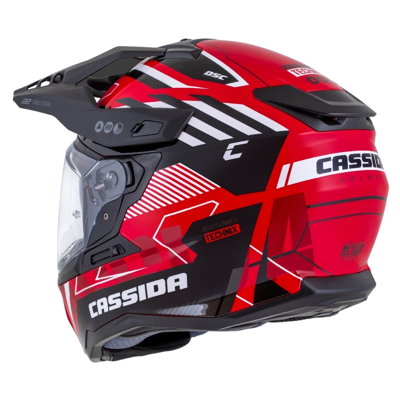 Casco enduro Cassida Road Runner TechniX rosso-nero-bianco-grigio