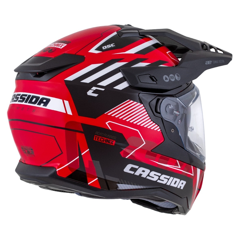 Casco enduro Cassida Road Runner TechniX rosso-nero-bianco-grigio