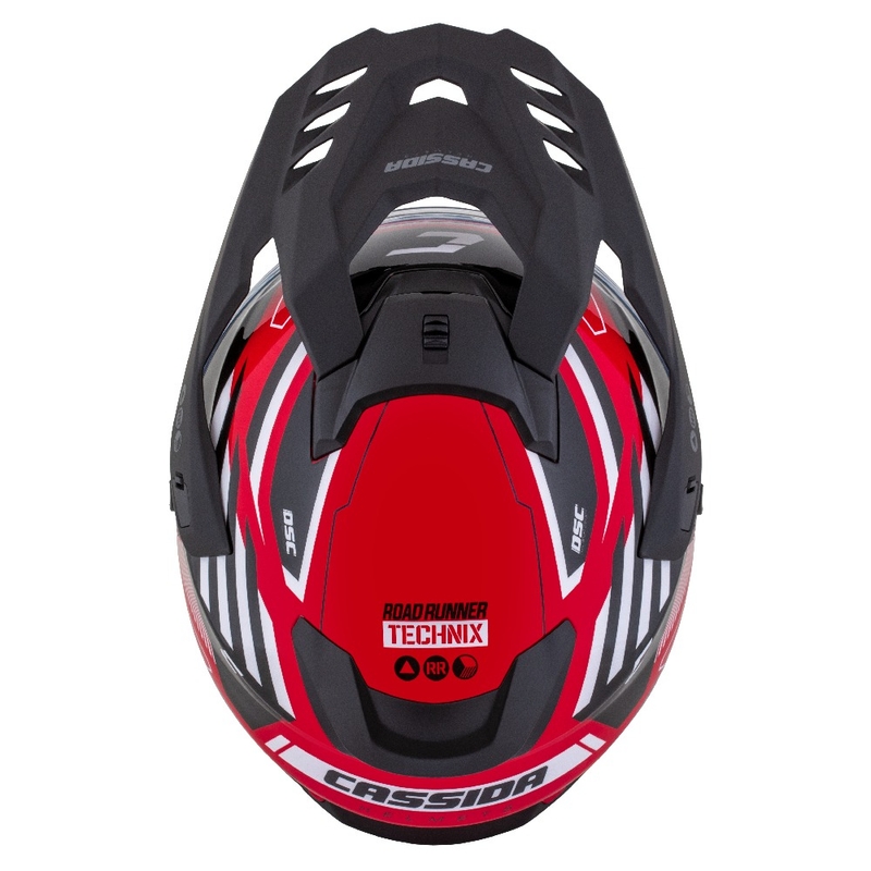 Casco enduro Cassida Road Runner TechniX rosso-nero-bianco-grigio