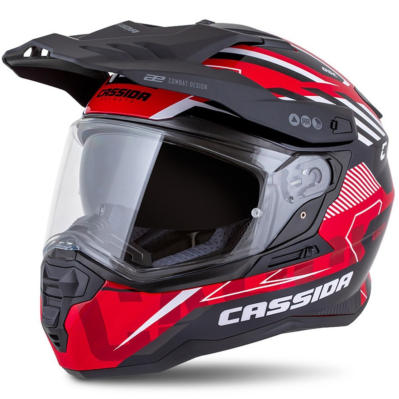 Casco enduro Cassida Road Runner TechniX rosso-nero-bianco-grigio