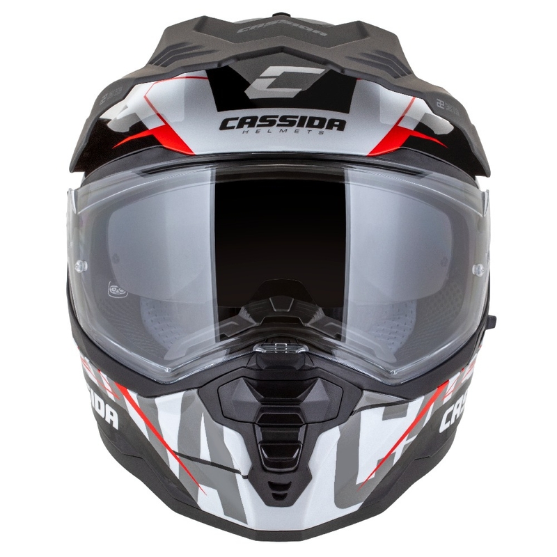 Casco enduro Cassida Road Runner TechniX bianco-nero-rosso-grigio