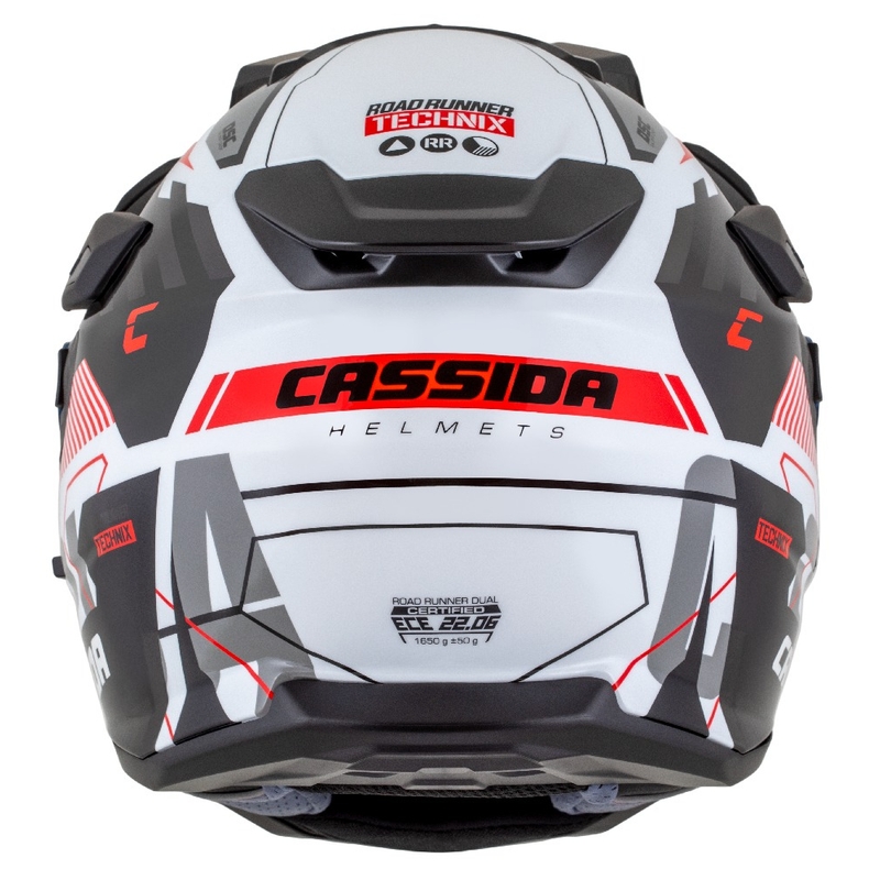 Casco enduro Cassida Road Runner TechniX bianco-nero-rosso-grigio